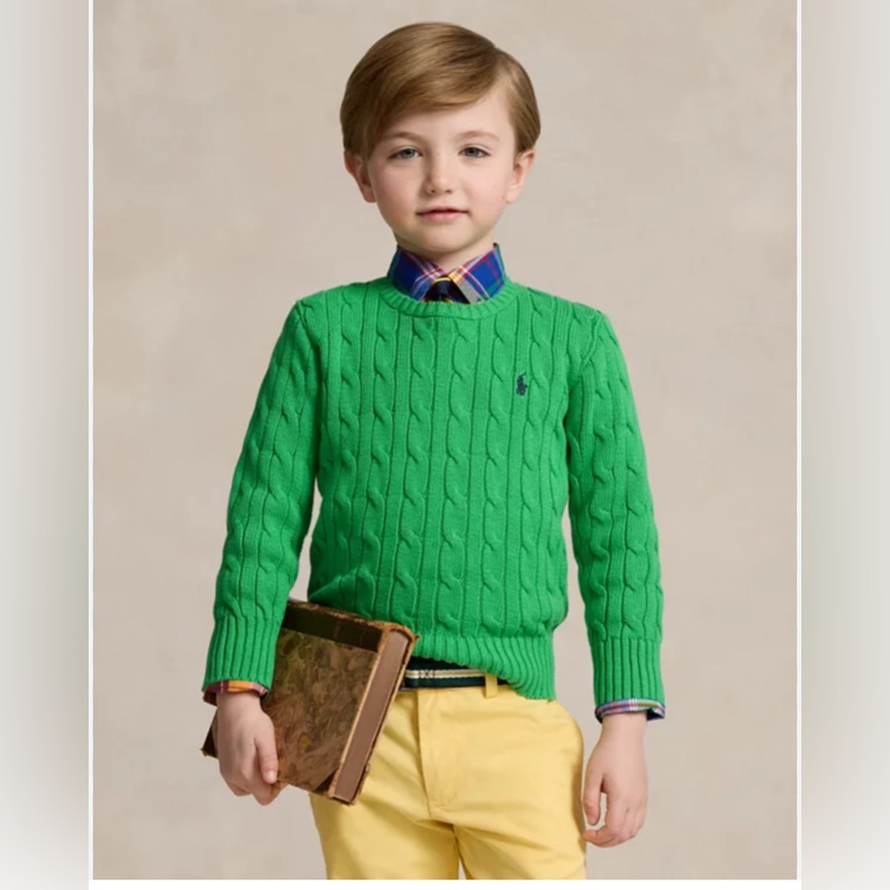 Polo Ralph Lauren Vibrant 100% Cashmere Green Crew Neck Sweater